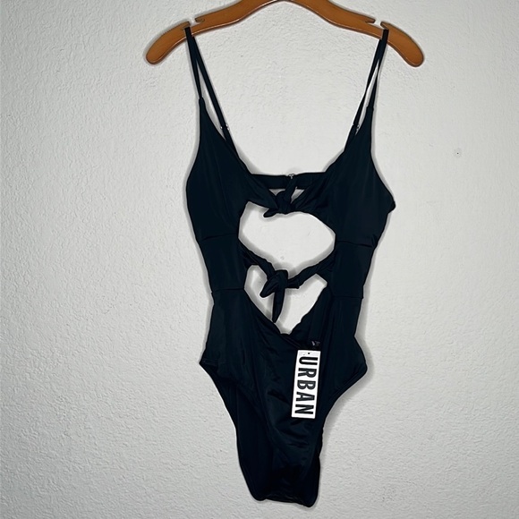 Urban Outfitters Out From Under Monica Double Tie One Piece Swimsuit Black Sz L - Picture 4 of 11